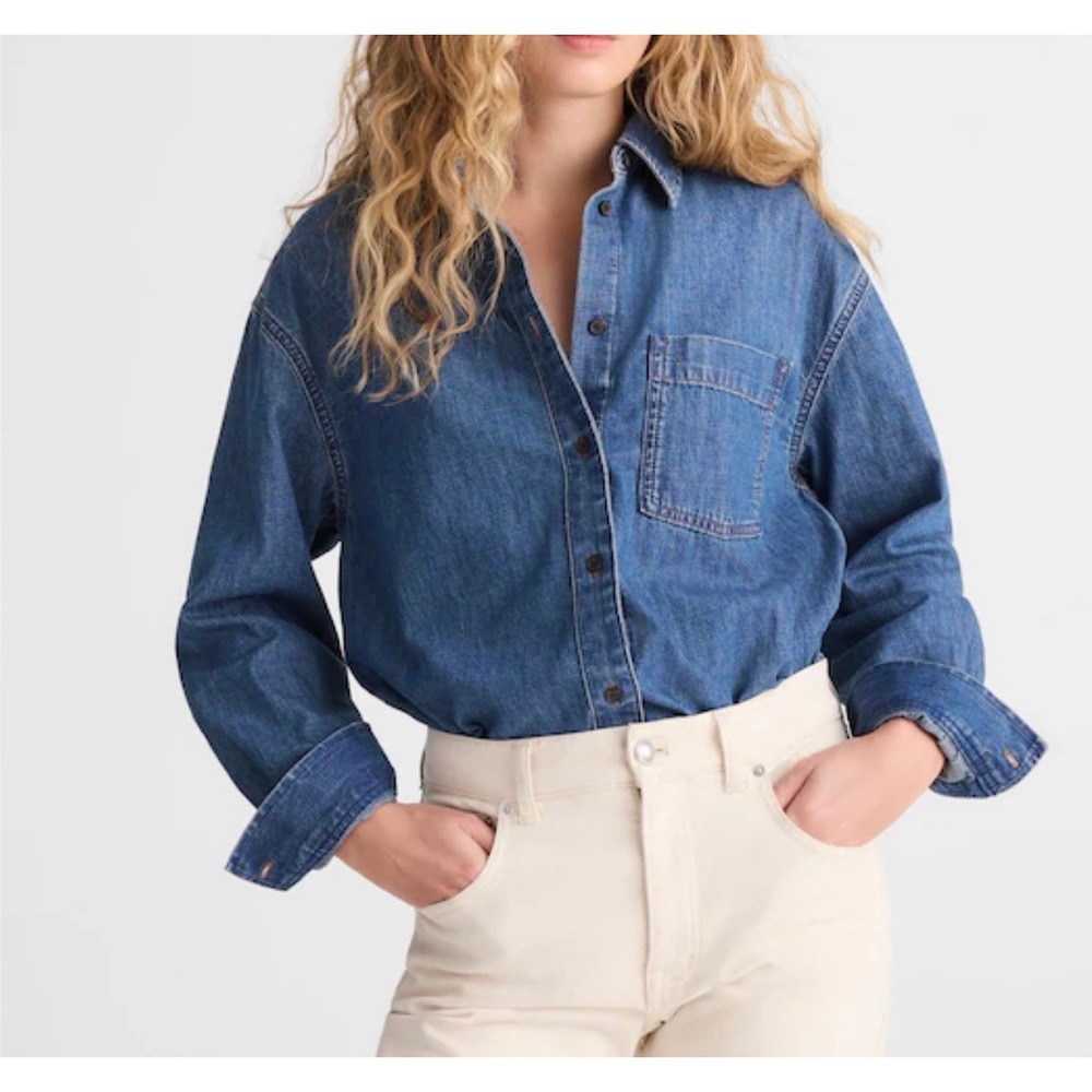 Madewell Womens The Easy Button Up Denim Jean Long Sleeve Shirt XS New